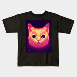 cat halloween neon Kids T-Shirt